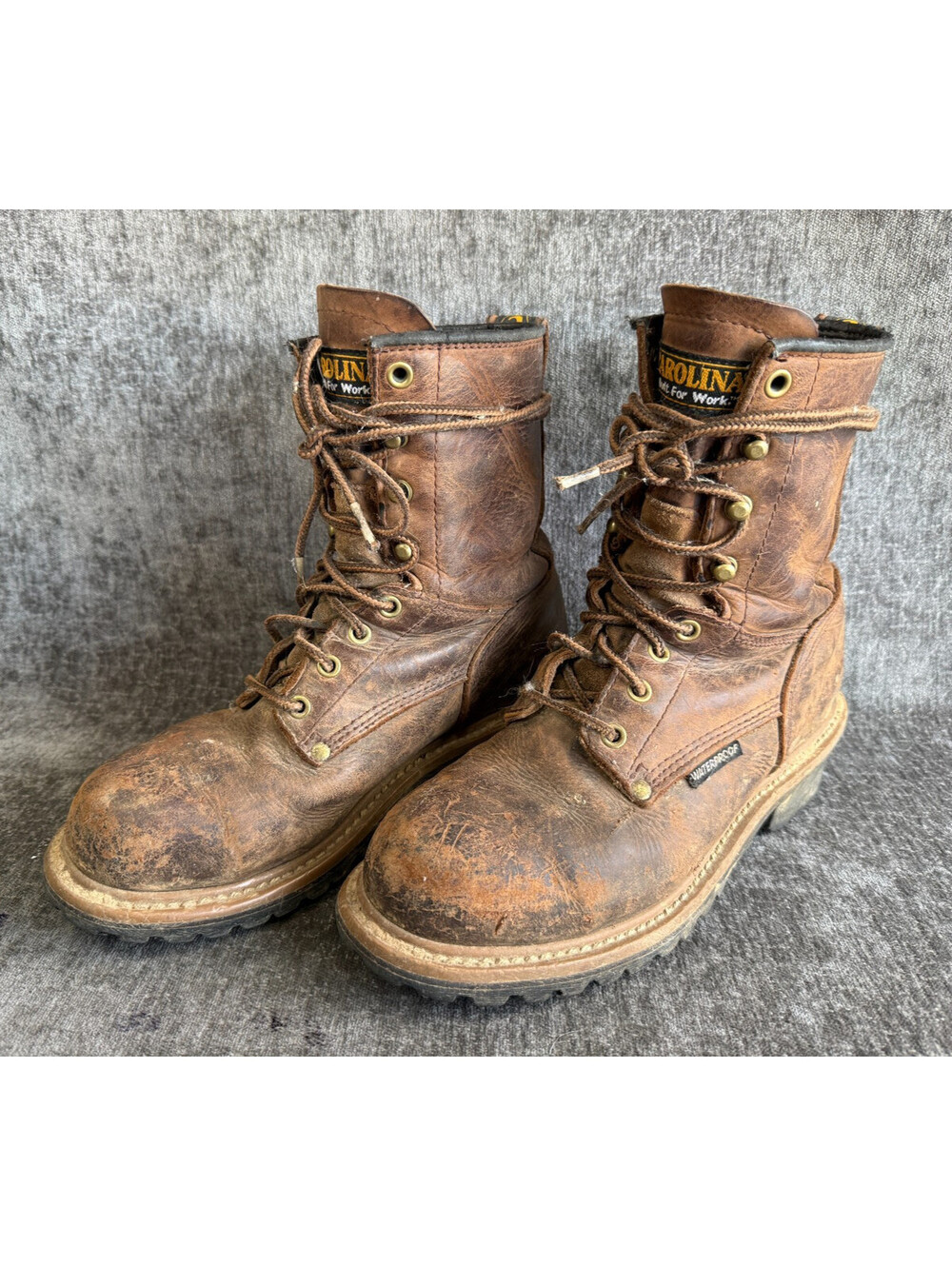 Carolina CA9821 Mens Size 8 Waterproof Logger Work Boots Brown Leather